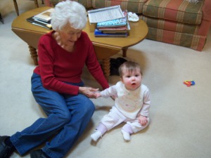 Baby Jordyn on her first trip to visit Granny nanny.